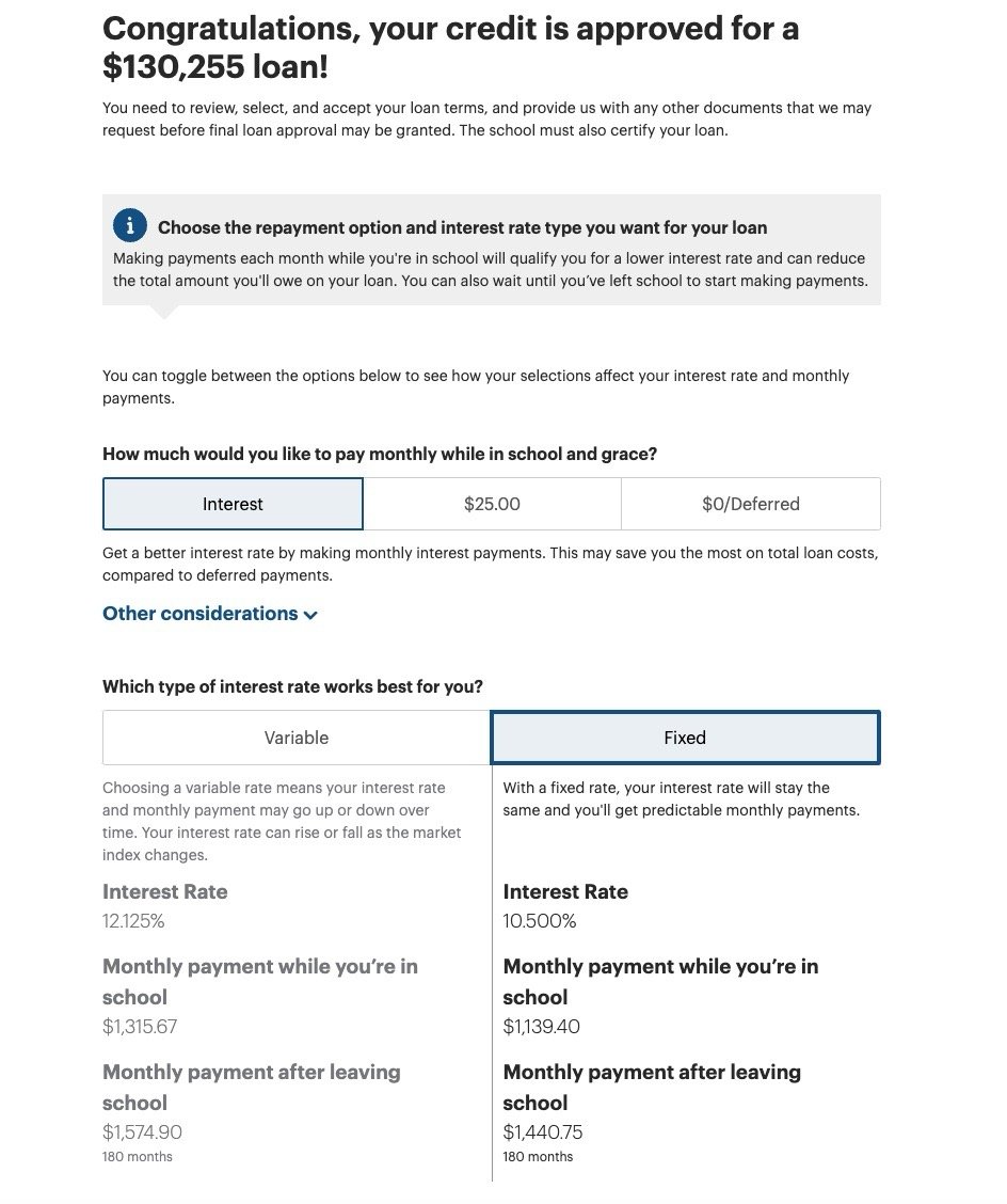I own a flight school, so I applied for a Sallie Mae Flight Training